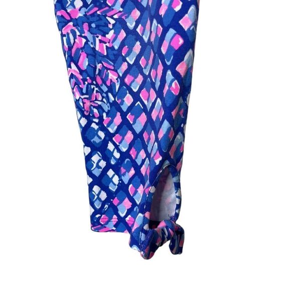 Lilly Pulitzer Girl’s Size L 8 10 Blue White Pink Printed Maia Cropped Leggings - Picture 5 of 5